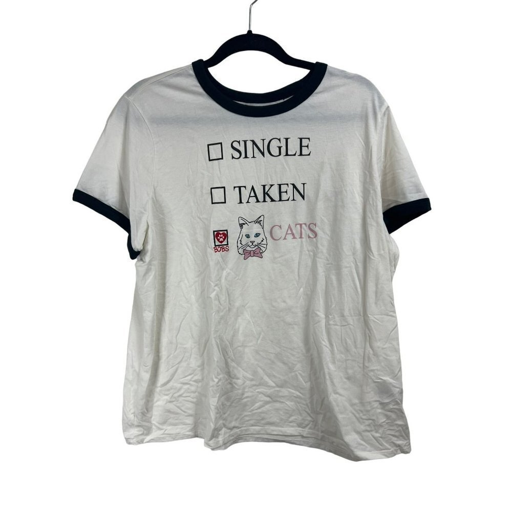 Bobs from Skechers 2XL Single Taken Cats Cat Lady Ringer SS Tee